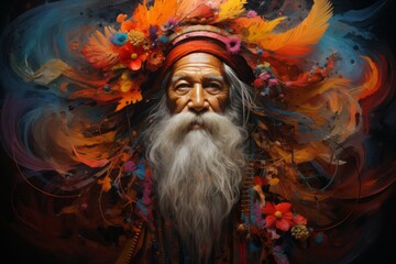 Wall Mural - A wise and revered elder, sought after for their sage advice and profound wisdom. - Generative AI
