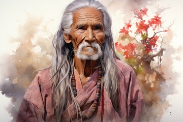 Wall Mural - A wise and revered elder, sought after for their sage advice and profound wisdom. - Generative AI