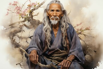 Wall Mural - A wise and revered elder, sought after for their sage advice and profound wisdom. - Generative AI