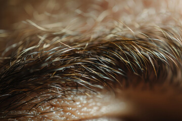 Poster - A close-up of a mole on a personâ€™s forearm, with the skin texture and tiny hairs in sharp focus,
