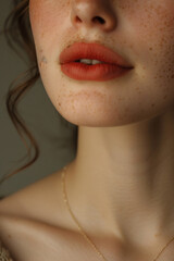 Poster - Macro shot of a small mole on a personâ€™s collarbone, highlighting the natural skin tones and texture,