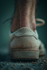 Poster - Detailed shot of a mole on a personâ€™s ankle, with the texture of the skin and subtle shading,