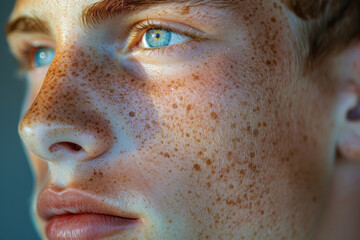 Poster - A close-up of a mole on a personâ€™s cheek, capturing the natural contours of the face,