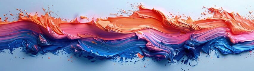 Wall Mural - Dynamic abstract background with a mixed of blue, pink and orange oil paint strokes, can be utilized for printed materials such as brochures, flyers, and business cards.