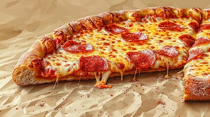 Wall Mural -  A slice of pepperoni pizza with a bite taken out, placed on paper