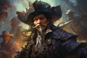 Canvas Print - a legendary and feared pirate captain, commanding a crew of cutthroats and plundering the high seas.