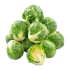 Green brussels sprouts isolated on transparent background Generative Ai.

