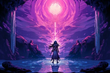 Wall Mural - a devout and zealous cleric, channeling divine energy to smite enemies and heal allies. - generative