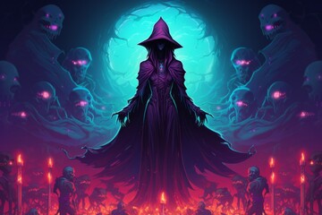 Wall Mural - a mysterious and powerful necromancer, raising armies of undead to serve their bidding. - generative