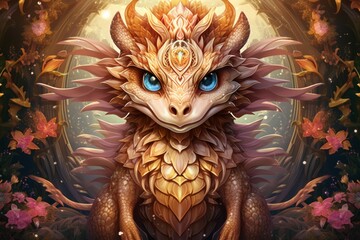 Sticker - A wise and ancient dragon, with scales that shimmer in the sunlight and the power of ancient magic. - Generative AI