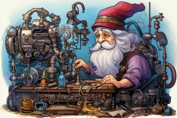 Wall Mural - a quick-witted gnome inventor, creating ingenious gadgets and contraptions to overcome challenges. -