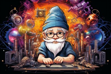 Wall Mural - a quick-witted gnome inventor, creating ingenious gadgets and contraptions to overcome challenges. -