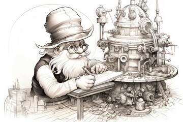Wall Mural - a quick-witted gnome inventor, creating ingenious gadgets and contraptions to overcome challenges. -