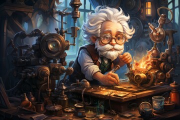 Wall Mural - a quick-witted gnome inventor, creating ingenious gadgets and contraptions to overcome challenges. -