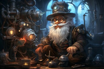 Wall Mural - a quick-witted gnome inventor, creating ingenious gadgets and contraptions to overcome challenges. -