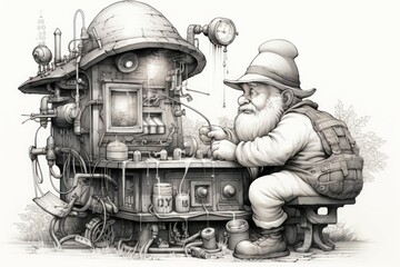 Wall Mural - a quick-witted gnome inventor, creating ingenious gadgets and contraptions to overcome challenges. -