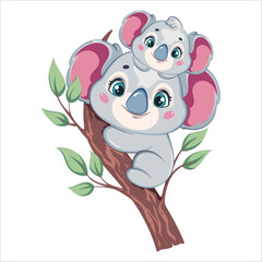 Wall Mural - Cute koala. Funny cartoon character