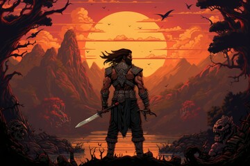 Wall Mural - a stoic and disciplined warrior, wielding a blade with unmatched precision. - generative ai