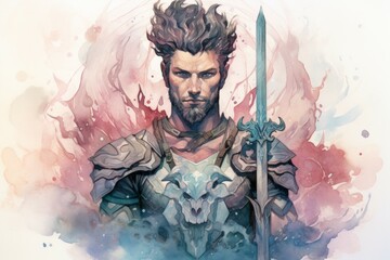 Wall Mural - A stoic and disciplined warrior, wielding a blade with unmatched precision. - Generative AI