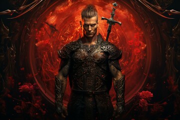 Wall Mural - a stoic and disciplined warrior, wielding a blade with unmatched precision. - generative ai