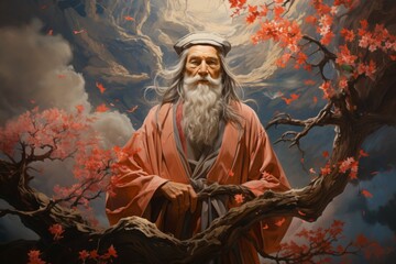 Wall Mural - A wise and venerable sage, possessing profound knowledge of history and arcane arts. - Generative AI