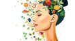 © Serhii - Skin Vitamins. Woman's Face Portrait with Iconic Vitamins and Minerals for Organic Skin Health