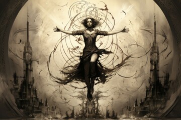 Wall Mural - A skilled and agile acrobat, performing breathtaking feats of acrobatics and grace. - Generative AI