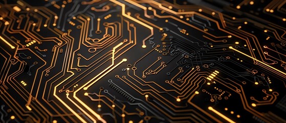 Wall Mural - The image is a close-up of a computer circuit board