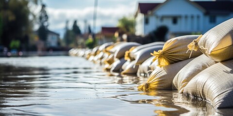 Wall Mural - Flooded   streets of the city Generative AI