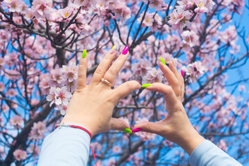 Poster - Girl in almond blossom