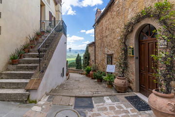 Wall Mural - Pienza Town street view in Tuscany of Italy