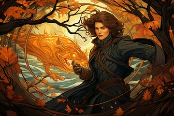 Canvas Print - A skilled and versatile ranger, tracking prey and surviving in the wilderness. - Generative AI
