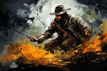 Wall Mural - A skilled and versatile ranger, tracking prey and surviving in the wilderness. - Generative AI