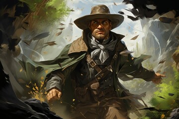 Canvas Print - A skilled and versatile ranger, tracking prey and surviving in the wilderness. - Generative AI