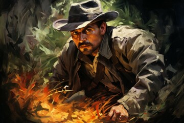 Wall Mural - A skilled and versatile ranger, tracking prey and surviving in the wilderness. - Generative AI