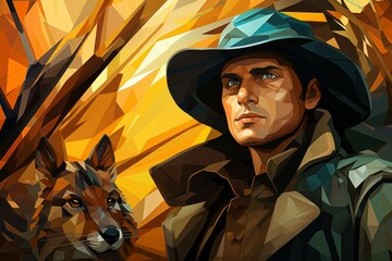 Canvas Print - A skilled and versatile ranger, tracking prey and surviving in the wilderness. - Generative AI