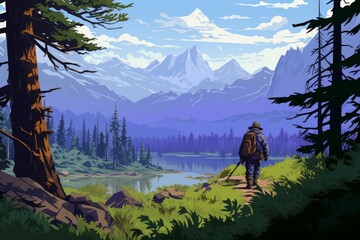 Canvas Print - A skilled and versatile ranger, tracking prey and surviving in the wilderness. - Generative AI