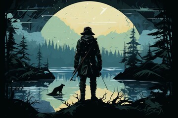 Canvas Print - A skilled and versatile ranger, tracking prey and surviving in the wilderness. - Generative AI
