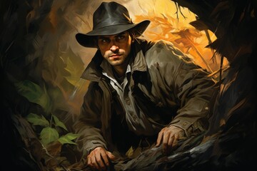 Canvas Print - A skilled and versatile ranger, tracking prey and surviving in the wilderness. - Generative AI