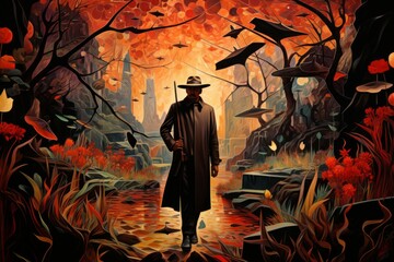 Canvas Print - A skilled and versatile ranger, tracking prey and surviving in the wilderness. - Generative AI