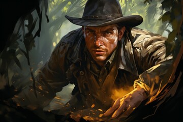 Canvas Print - A skilled and versatile ranger, tracking prey and surviving in the wilderness. - Generative AI