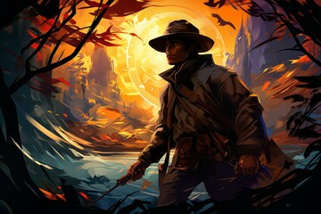 Canvas Print - A skilled and versatile ranger, tracking prey and surviving in the wilderness. - Generative AI