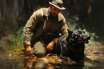 Canvas Print - A skilled and versatile ranger, tracking prey and surviving in the wilderness. - Generative AI