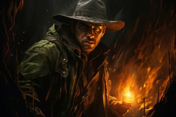 Canvas Print - A skilled and versatile ranger, tracking prey and surviving in the wilderness. - Generative AI