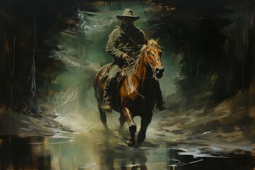 Canvas Print - A skilled and versatile ranger, tracking prey and surviving in the wilderness. - Generative AI