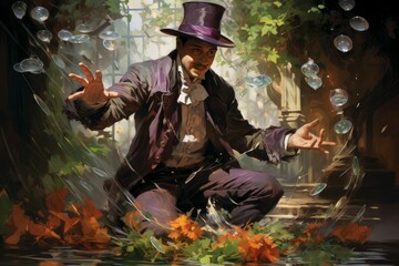 Canvas Print - A quick-witted and resourceful trickster, outsmarting foes with clever schemes and illusions. - Generative AI