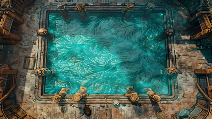 Wall Mural - Sea Ship Battlemap DnD,RPG Map for Dungeons and Dragons, Sea,game background