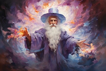 Canvas Print - A devout and zealous cleric, channeling divine power to smite evil and heal the faithful. - Generative AI