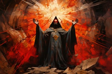 Canvas Print - A devout and zealous cleric, channeling divine power to smite evil and heal the faithful. - Generative AI