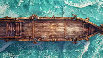 Canvas Print - Sea Ship Battlemap DnD,RPG Map for Dungeons and Dragons, Sea,game background